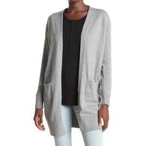 sweet Romeo Simple Open Drape Pocket Knit Mid Thigh Length Cardigan XS